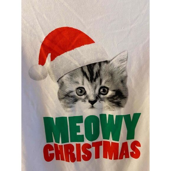 Cold Crush Cat Kitten Santa Hat Xl juniors Meowy Christmas sweatshirt - Picture 3 of 6